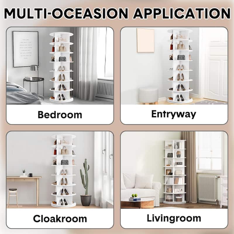 7 Tier Rotating Shoe Rack Tower for24-28/28-32 Pairs, 360° Free Standing