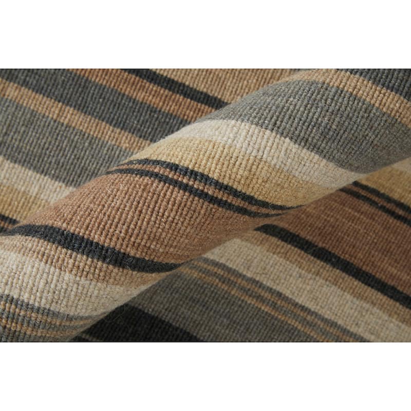 Grand Bazaar Naida Hand Knotted Stripes Transitional Area Rug