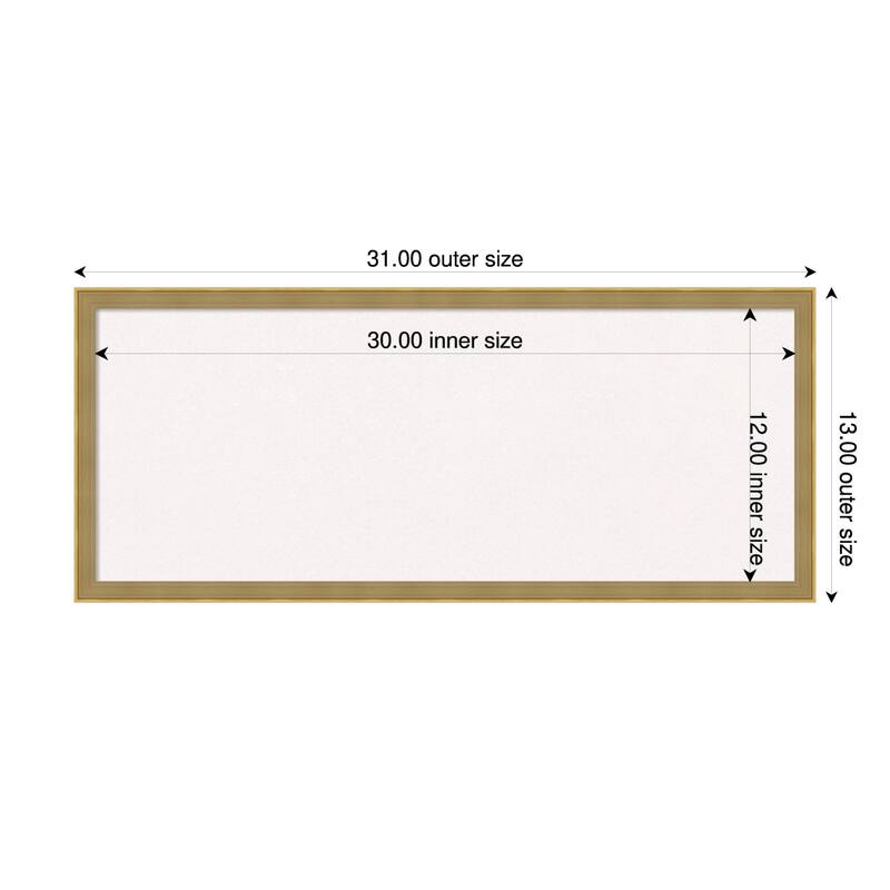 Incline Dark Gold Wood Framed Cork Board - Bulletin Board, Organization Board, Pin Board - White - 31 x 13 in