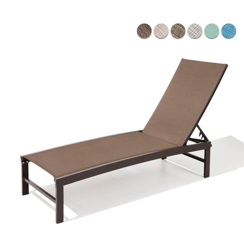 Pellebant Outdoor Aluminum Patio Chaise Lounge Chair Adjustable