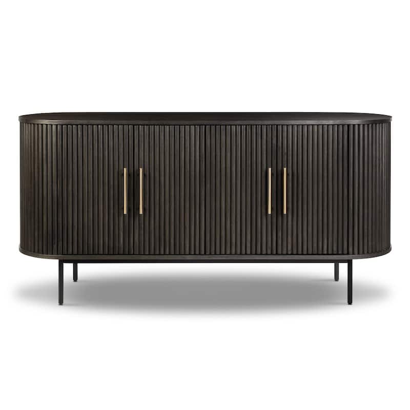 Poly & Bark Noir 65" American Oak Sideboard with Brass Handles - Walnut