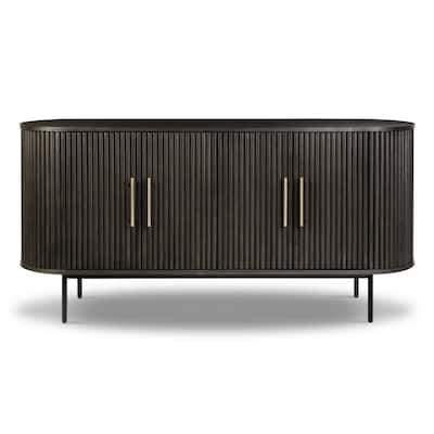 Poly & Bark Noir 65" American Oak Sideboard with Brass Handles