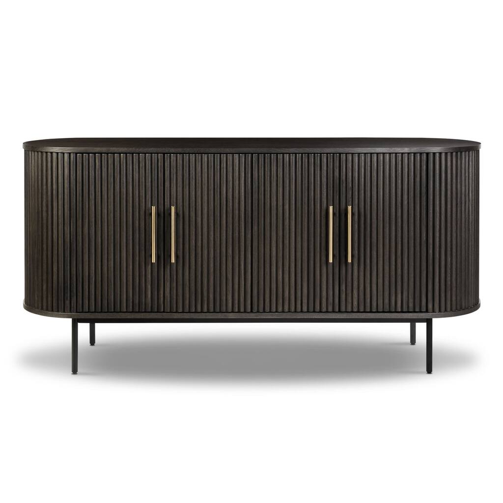 Poly & Bark Noir 65" American Oak Sideboard with Brass Handles