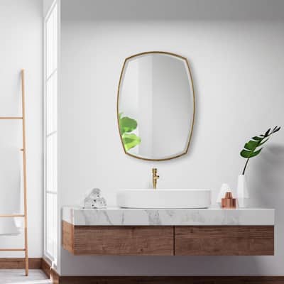 Beveled Iron Framed Wall Mirror - 38.25" - Gold