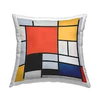 Stupell Classic Mondrian Abstract Squares Printed Throw Pillow Design ...