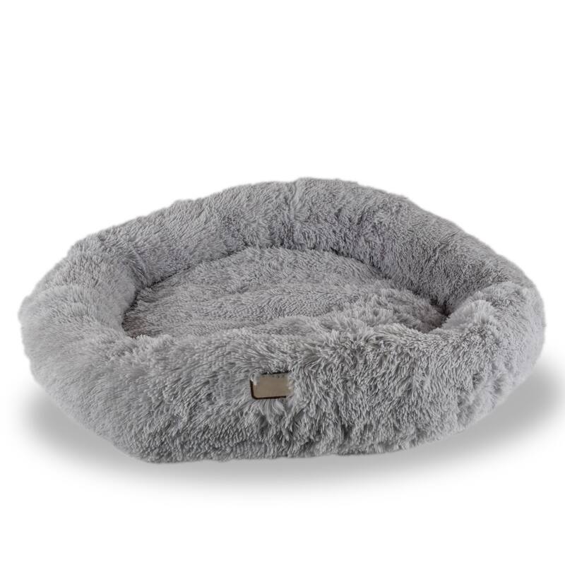 Extra Large, Fluffy Gray Round Cat Bed - Estra Large