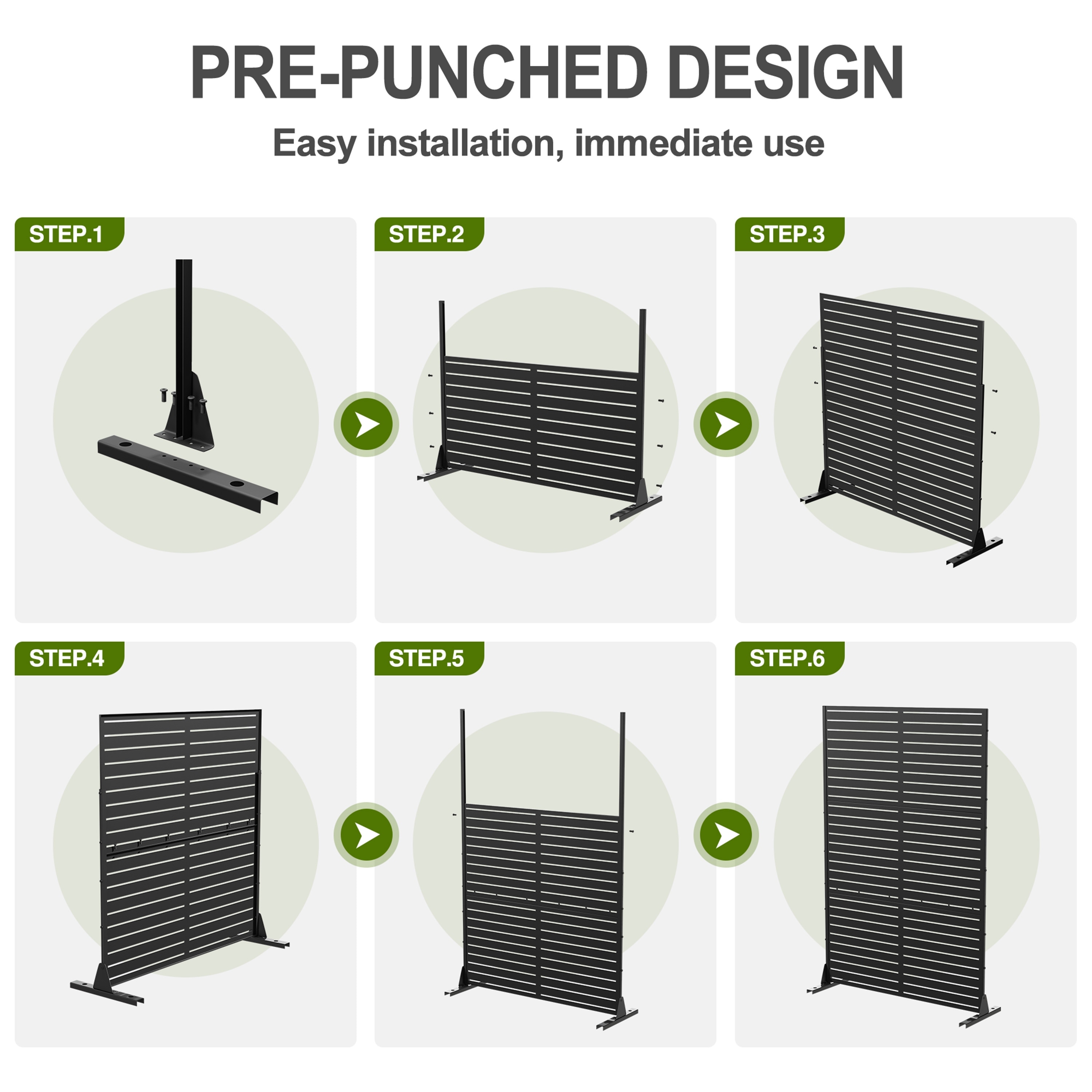 Outdoor Freestanding Metal Privacy Screen Decorative Partition Panel for Patio Garden Balcony - 72"x47"