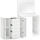 preview thumbnail 9 of 7, 59" White Makeup Vanity Desk with Mirror Lights Drawers Cabinets Shelves
