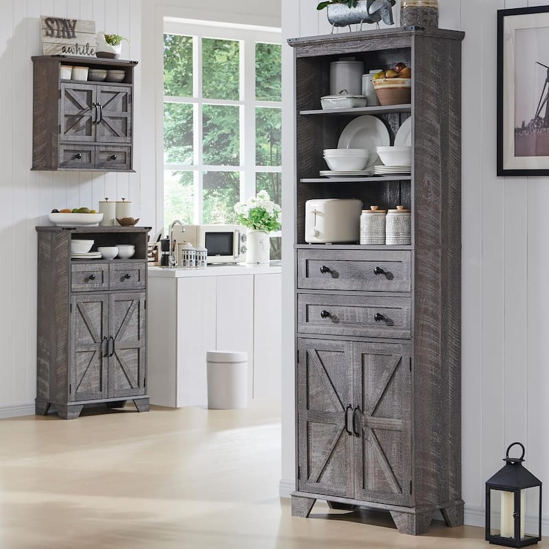 72" Tall Bathroom Storage Cabinet, Farmhouse Storage Cabinet