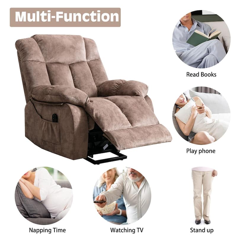 Power Lift Recliner Chair for Elderly, Heavy Duty & Safety Motion Reclining Mechanism-Fabric Sofa Living Room Chair