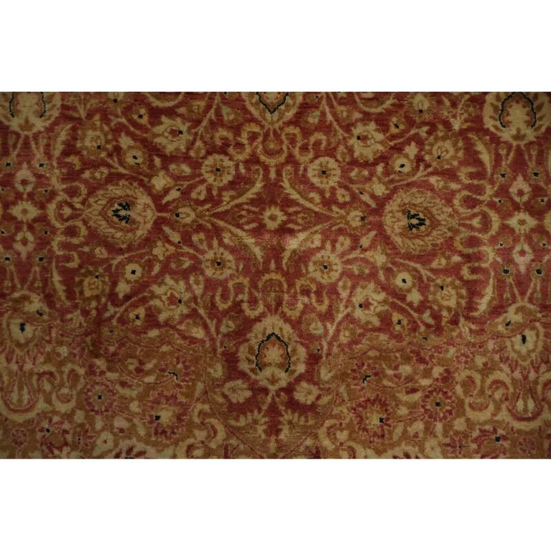 Hand Knotted Oriental 100% Wool Carpet Traditional Floral Oranges & Rust Qum Area Rug - 9' 5'' X 6' 1''