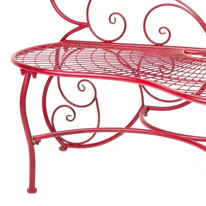 Alpine Corporation 62" x 26" Outdoor 2 Person Metal Butterfly Shaped Garden Bench