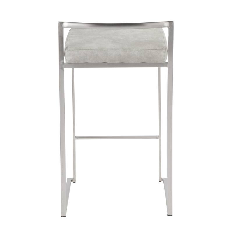 Set of 2 Light Gray and Silver Stacker Counter Stool - 31"