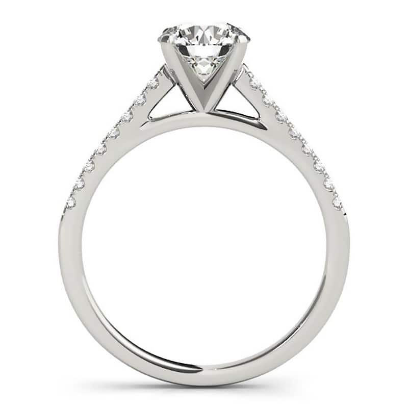 Auriya 14k Gold Classic 3/4ct Moissanite and Diamond Engagement Ring 1/6ctw