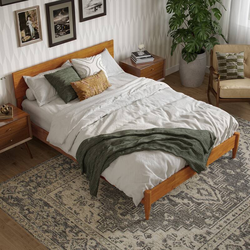 Aria Solid Wood Modern Low Profile Platform Bed