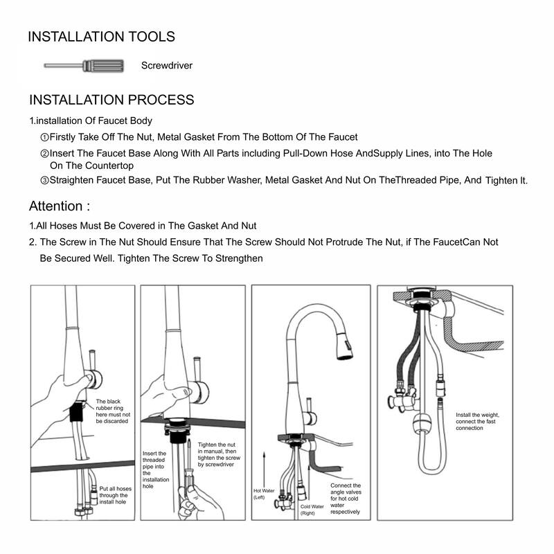 Topcraft Single Handle Pull Down Kitchen Sink Faucet