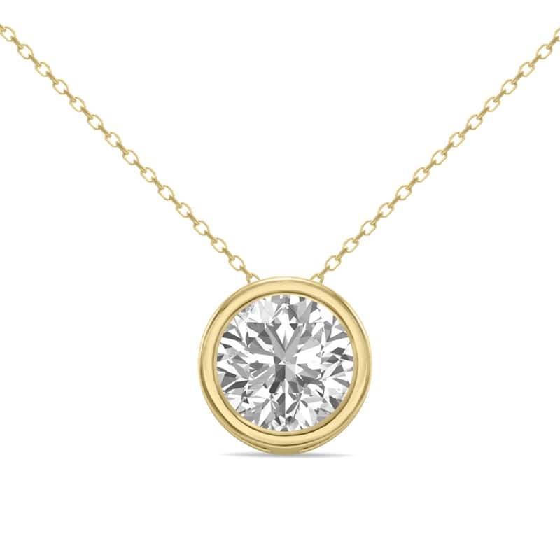 Marquee 2 Carat Lab Grown Diamond Bezel Pendant in 14K Yellow Gold