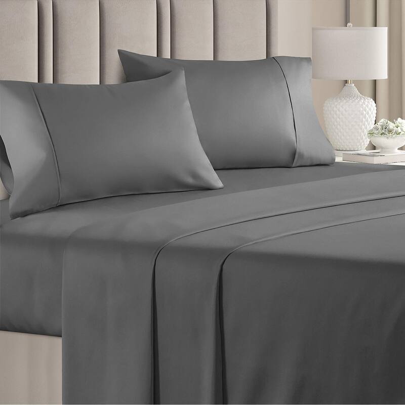 CGK Linens 4 Piece 100% Cotton 400 Thread Count Soft & Comfy Bed Sheet Set - California King - Dark Grey