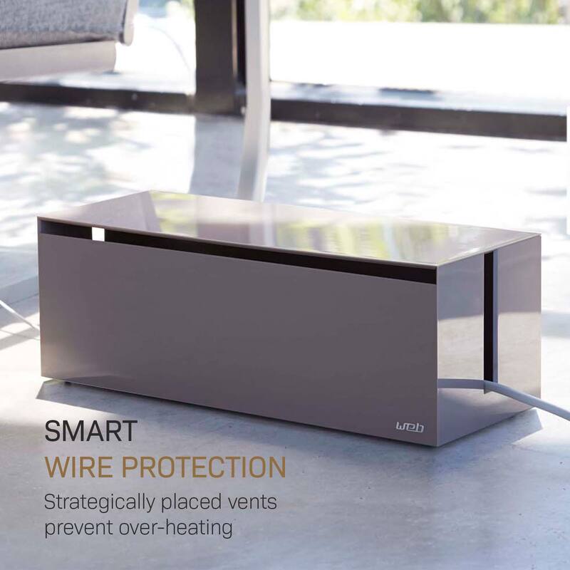 Yamazaki Home Cable Management Box, ABS Plastic, Lid - L 6.1 x W 15.75 x H 5.71 inches