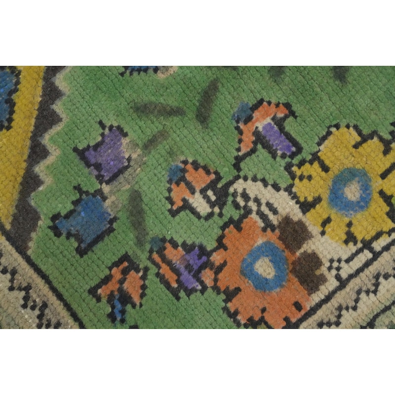 Hand Knotted Oriental 100% Wool Carpet Traditional Floral Green Tabriz Area Rug - 11' 0'' X 8' 6''