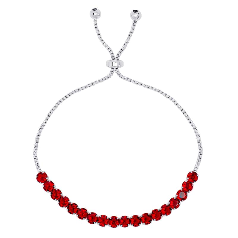 Victoria Townsend Fine Silver Plate Cubic Zirconia Adjustable Bracelet. - Red
