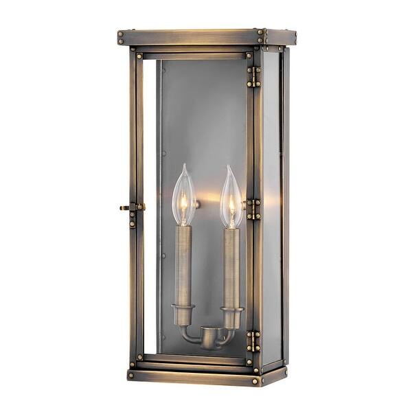 slide 2 of 2, Hinkley Lighting Hamilton 2 Light 18-1/4" Tall Heritage Outdoor Wall Dark Antique Brass