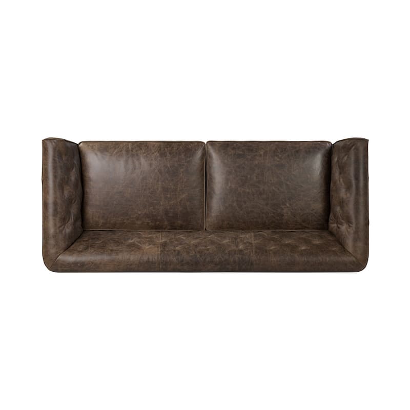 Poly & Bark Essex 86" Genuine Leather Pull-Out Convertible Sleeper Sofa