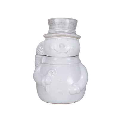 Antique Snowman Stoneware Cookie Jar