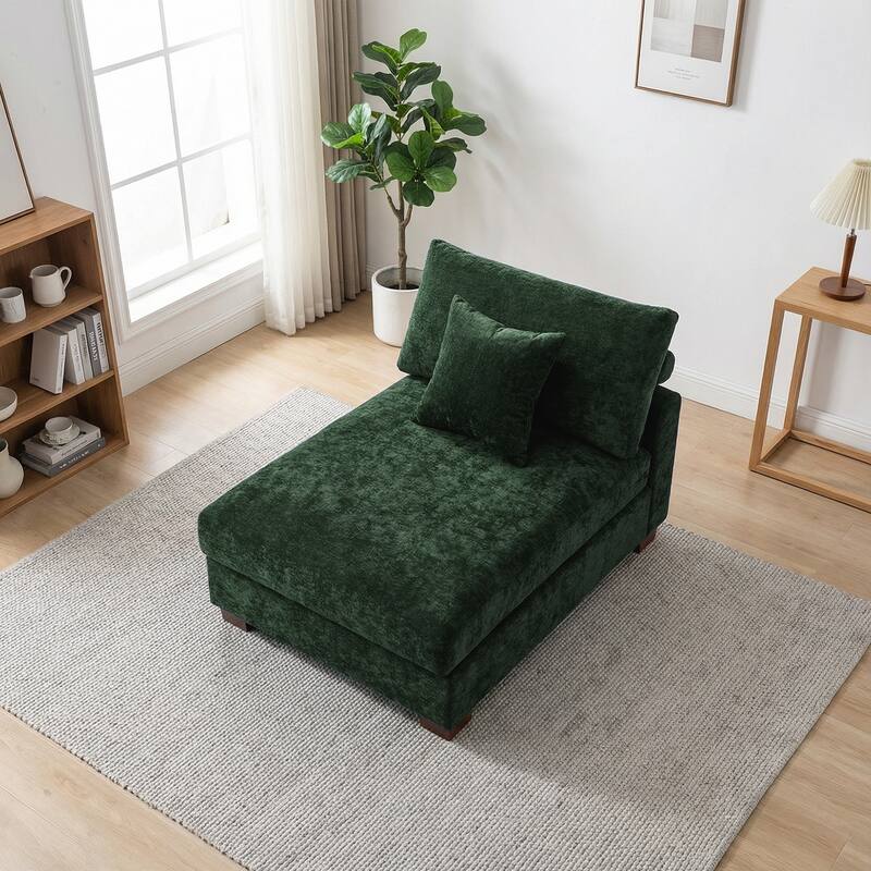 Chenille Upholstered Armless Accent Chair With Plush Cushion