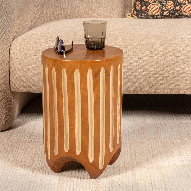 Hand-Carved Wood Stool