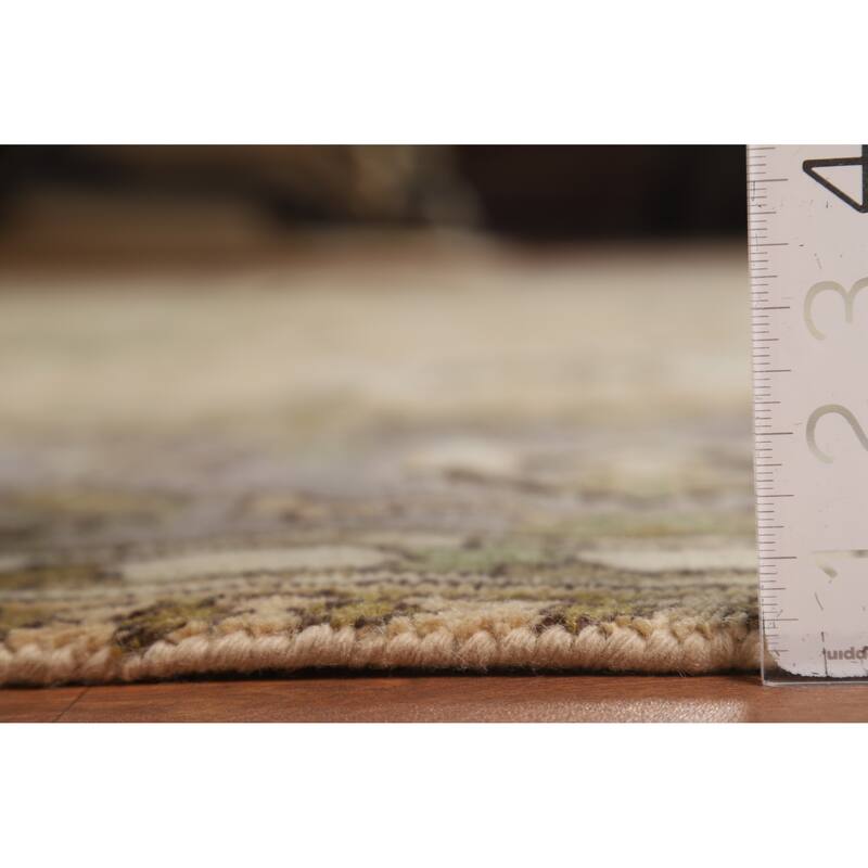 Muted Oushak Indian Area Rug Hand-Knotted Wool Carpet - 9'3"x 11'10"