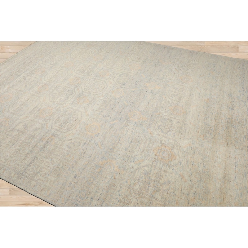 LoomBloom Gray Hand Knotted Oushak Wool Oriental Transitional Area Rug - 7' 10'' x 9' 10''