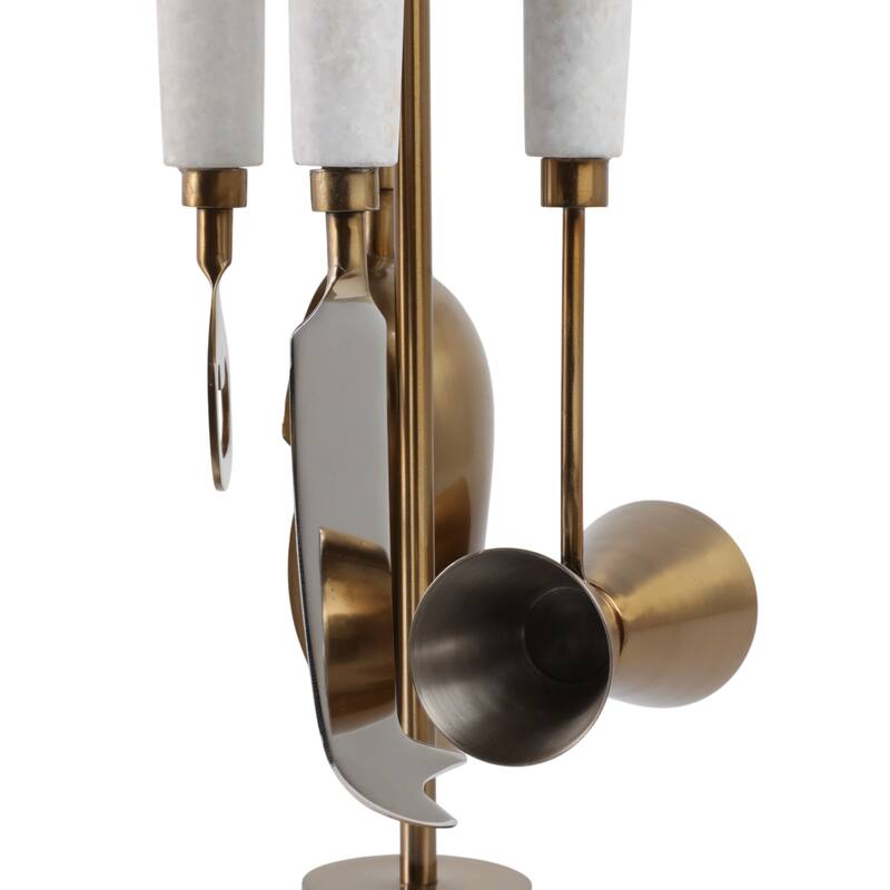 Metal Stone Utensil Display Decorative Sleek Stand Modern Accent - 4" x 4" x 13"