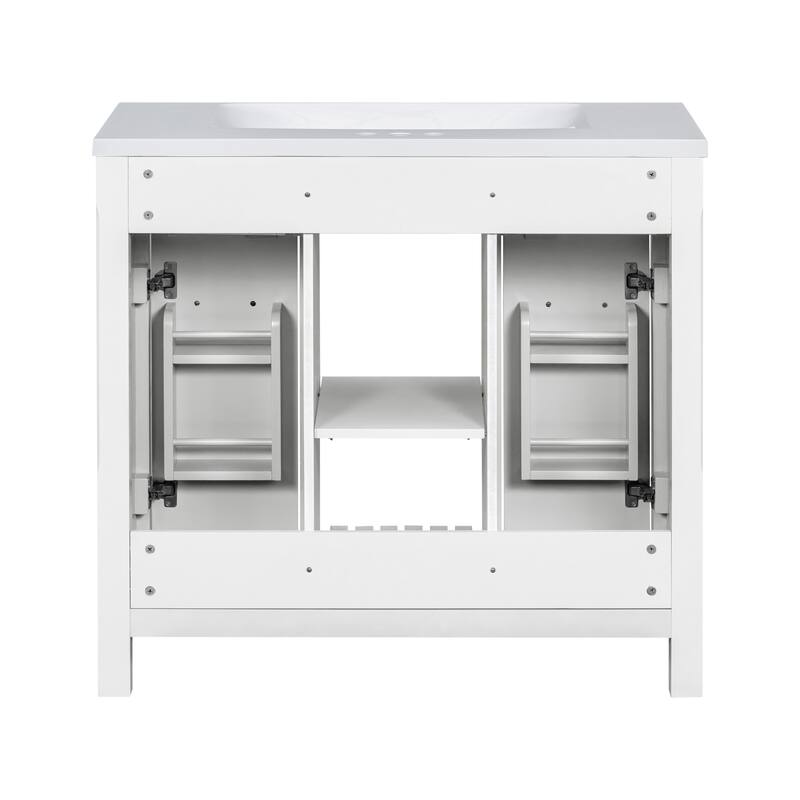 36" Solid Wood Frame Bathroom Cabinet