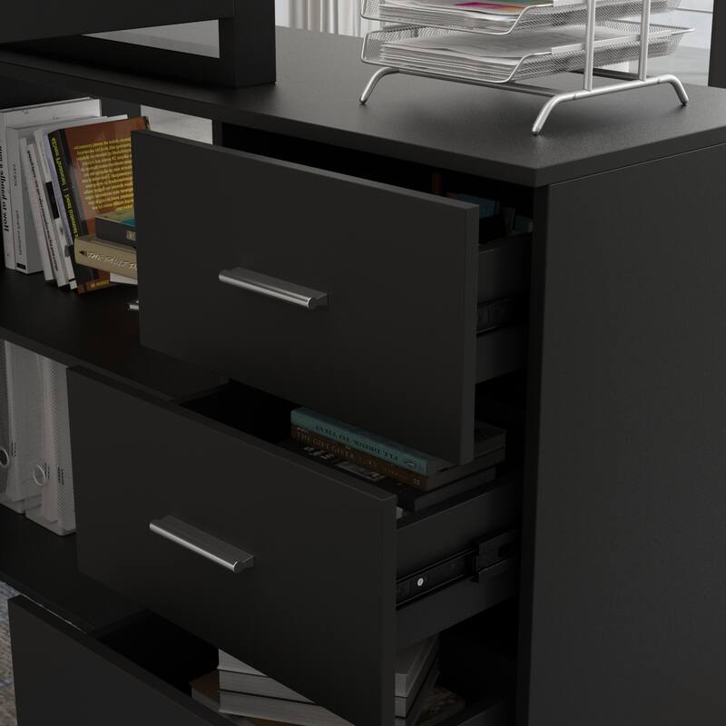 55" L-Shaped Computer Desk - Storage Workstation - 5 Colors Large