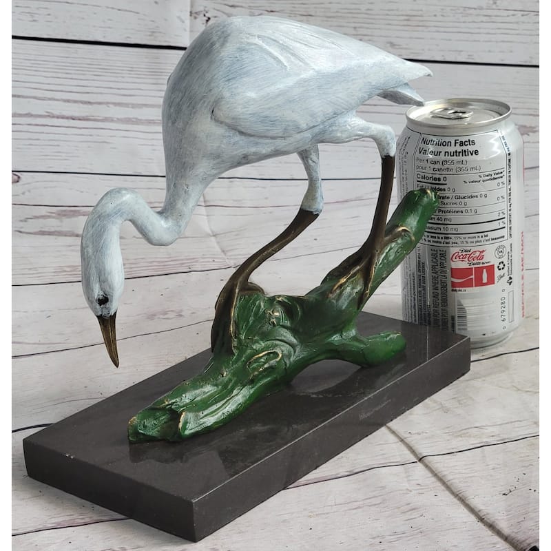 Real Bronze Art Stork Egret Crane Heron Statue Figurine Sculpture Original Milo