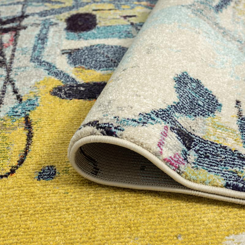 Katie Merz COLORWRKS Blues/Yellow/Multi Area Rug