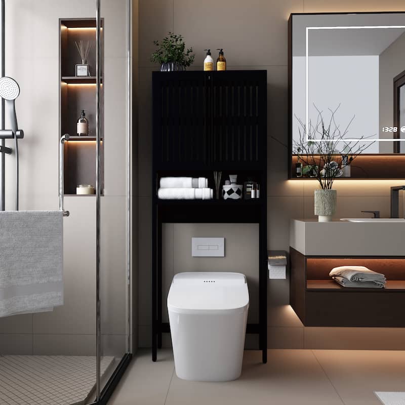 Toilet storage rack, independent bathroom, laundry room, space saving,Black