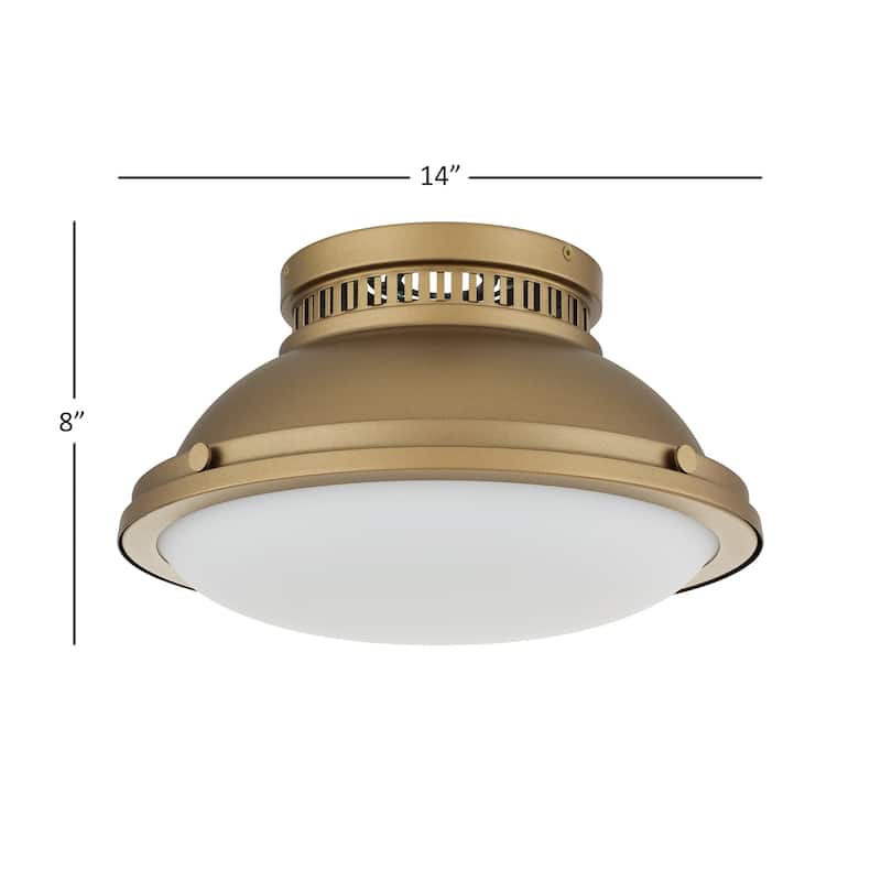 Halo 2-Light 14" Polished Brass Flush Mount Ceiling Light