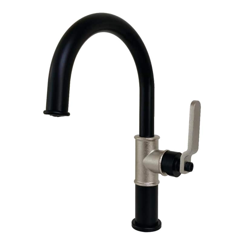 Kingston Brass Whitaker 1.2 GPM Deck Mounted Single Hole Bathroom - Matte Black / Polished Nickel