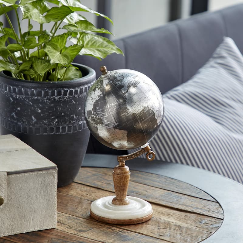 Plastic Educational/Geographic Earth Globe with Marble Base - Black - Roche River Decor