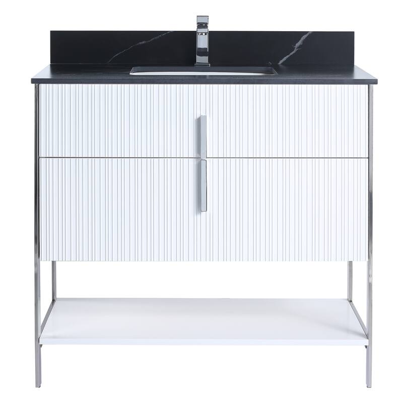 Fine Fixtures Serenity Modern Bathroom Vanity with Black Sintered Stone Top