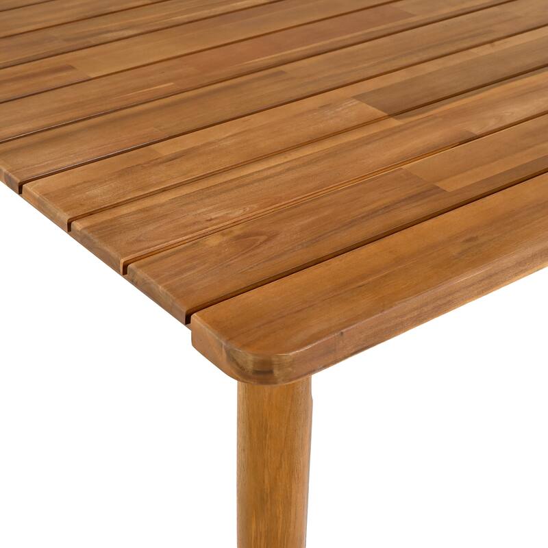 Wood Dining Table 8-Person Outdoor Table, Farmhouse Furniture for Patio, Garden, Backyard, Teak 180 LBS Weight Capacity 72"L