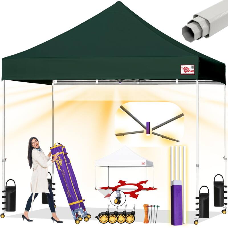 Tradesparker ez Pop-Up Canopy Tent Commercial Instant Shade - Forest Green