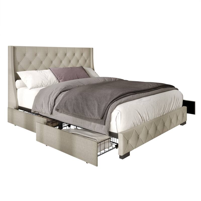 Olympia Tufted Upholstered Storage Platform Bed