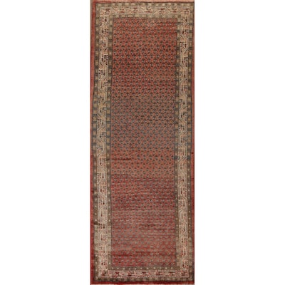 Paisley Botemir Persian Staircase Runner Rug Hand-knotted Wool Carpet - 3'7" x 10'3"