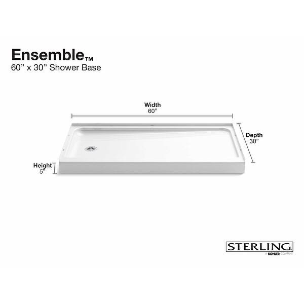 Sterling 72171110 Ensemble 60" x 30" x 5" Vikrell Shower Pan with