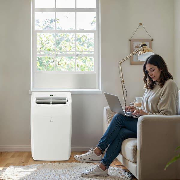 slide 2 of 20, LG 12,000 BTU (DOE) 115-Volt Portable Air Conditioner with Heat, Dehumidifier Function and Wi-Fi Control, 450 sq. ft.