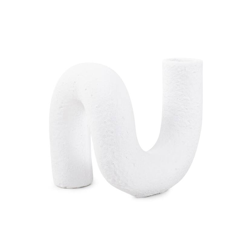 White Abstract Curved Tube Vase Tall