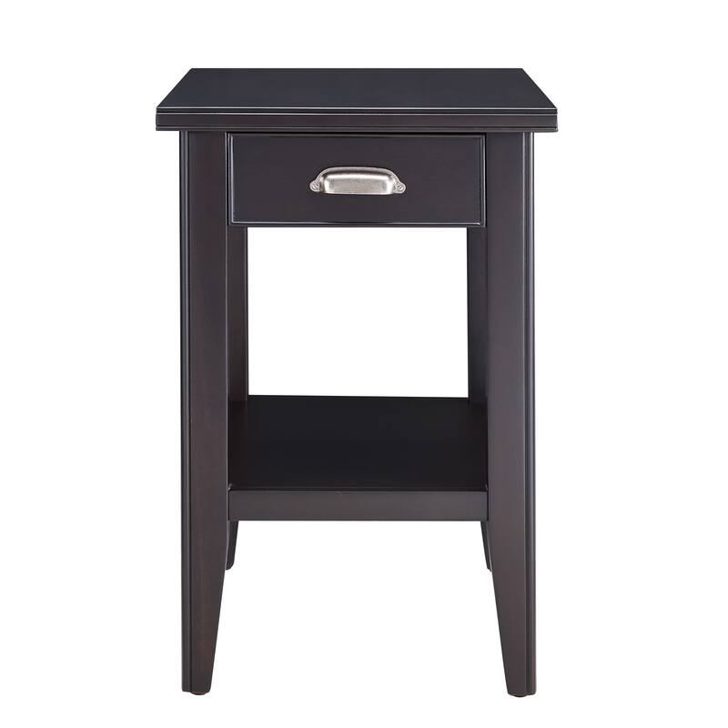 Laurent Narrow Solid Wood Side End Table with Shelf